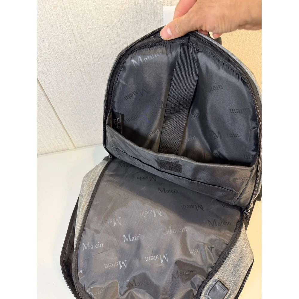 MATEIN Grey Anti Theft Slim Travel Laptop Backpack With USB Charging Port unisex